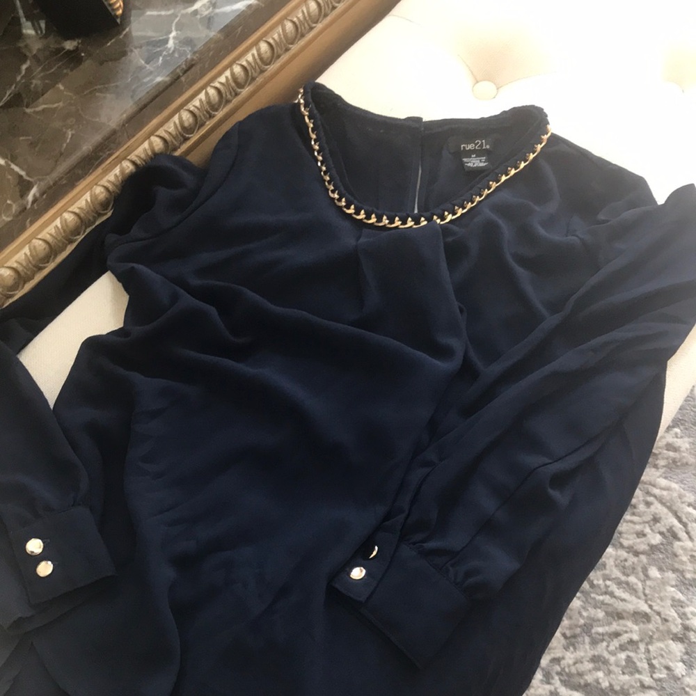 Rue21 Navy Blue Women's Top with Chain Detail